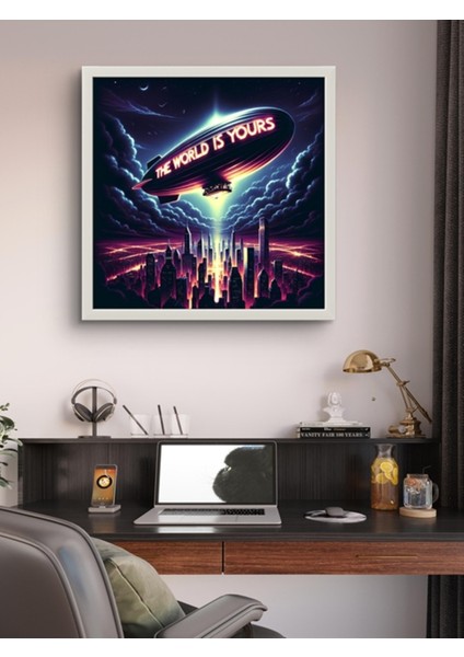 The World Is Yours LED Tablo – 60X60 cm | Sıva Üstü Montajlı, Tak-Çalıştır Sistem, Arapuar Anahtarlı