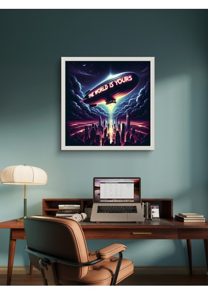 The World Is Yours LED Tablo – 60X60 cm | Sıva Üstü Montajlı, Tak-Çalıştır Sistem, Arapuar Anahtarlı fırsatları