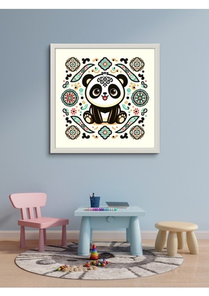 Dekoratif Panda LED Tablo – 60X60 cm | Sıva Üstü Montajlı, Tak-Çalıştır Sistem, Arapuarlı modelleri