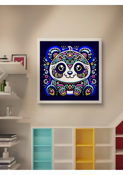 Sevimli Panda Çocuk Odası LED Tablo – 60X60 cm | Sıva Üstü Montajlı, Tak-Çalıştır Sistem, Arapuarlı modelleri