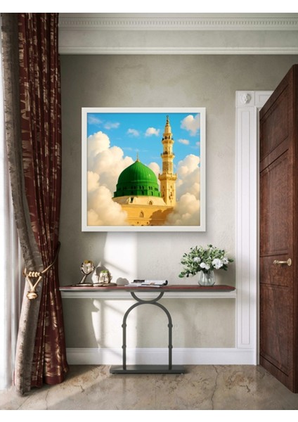 Ravza I Mutahhara, Yeşil Kubbe LED Tablo – 60X60 cm | Sıva Üstü Montajlı, Tak-Çalıştır Sistem fiyatları