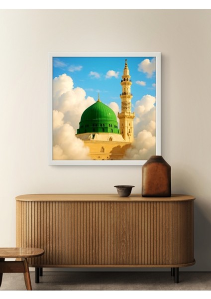 Ravza I Mutahhara, Yeşil Kubbe LED Tablo – 60X60 cm | Sıva Üstü Montajlı, Tak-Çalıştır Sistem modelleri