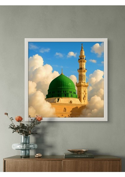 Ravza I Mutahhara, Yeşil Kubbe LED Tablo – 60X60 cm | Sıva Üstü Montajlı, Tak-Çalıştır Sistem indirimleri