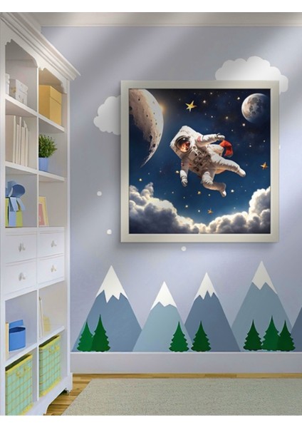 Astronot LED Tablo – 60X60 cm | Sıva Üstü Montajlı, Tak-Çalıştır Sistem-Yapay Zeka Tasarım indirimleri