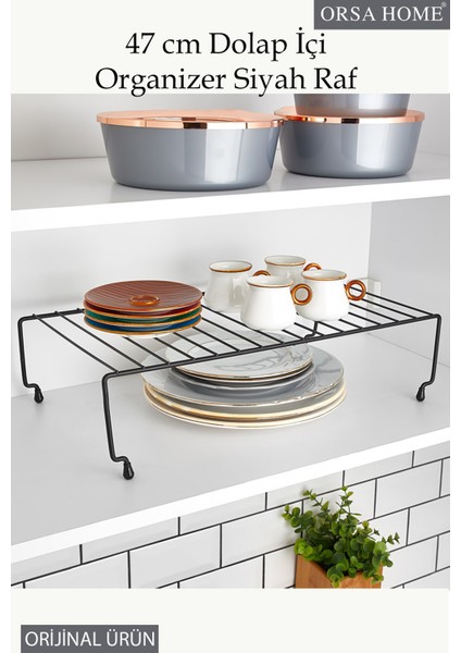 Gri 47 cm Dolap Içi Raf ve Düzenleyici Organizer, 928 Siyah Model
