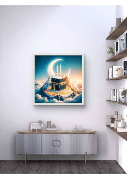 Kabe ve Hilal LED Tablo – 60X60 cm | Sıva Üstü Montajlı, Tak-Çalıştır Sistem, Arapuarlı
