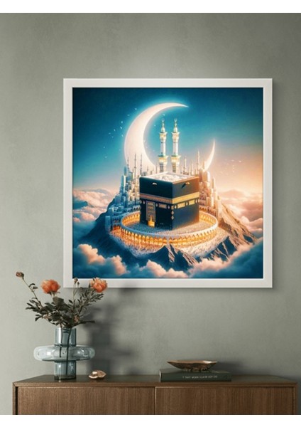 Kabe ve Hilal LED Tablo – 60X60 cm | Sıva Üstü Montajlı, Tak-Çalıştır Sistem, Arapuarlı modelleri