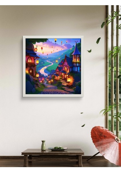 Dilek Feneri Çocuk Odası LED Tablo – 60X60 cm | Sıva Üstü Montajlı, Tak-Çalıştır Sistem, Arapuarlı