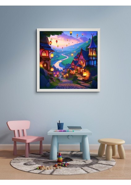 Dilek Feneri Çocuk Odası LED Tablo – 60X60 cm | Sıva Üstü Montajlı, Tak-Çalıştır Sistem, Arapuarlı modelleri