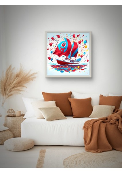 Trabzon ve Spor Yelkenli LED Tablo – 60X60 cm | Sıva Üstü Montajlı, Tak-Çalıştır Sistem, Arapuarlı