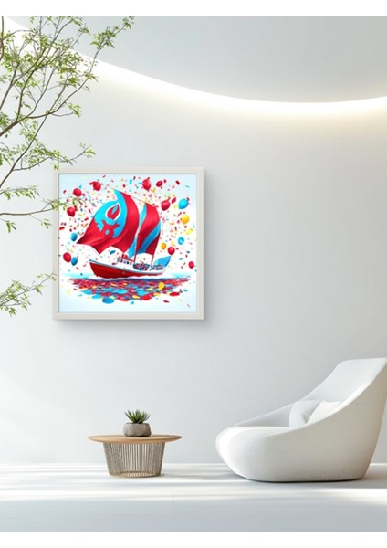 Trabzon ve Spor Yelkenli LED Tablo – 60X60 cm | Sıva Üstü Montajlı, Tak-Çalıştır Sistem, Arapuarlı modelleri