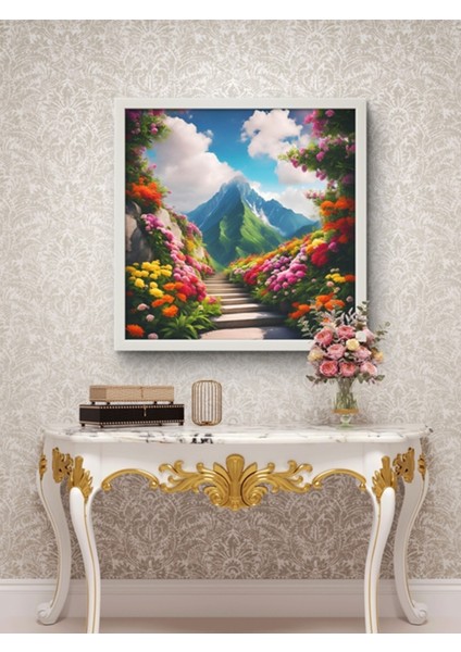 Doğa,merdivenli Yol LED Tablo – 60X60 cm | Sıva Üstü Montajlı, Tak-Çalıştır Sistem, Arapuarlı