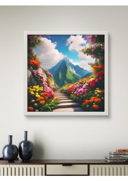 Doğa,merdivenli Yol LED Tablo – 60X60 cm | Sıva Üstü Montajlı, Tak-Çalıştır Sistem, Arapuarlı