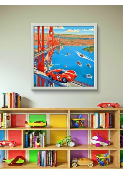 Çılgın Araba Istanbul Boğazı LED Tablo – 60X60 cm | Sıva Üstü Montajlı, Tak-Çalıştır Sistem