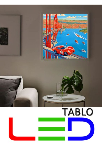 Çılgın Araba Istanbul Boğazı LED Tablo – 60X60 cm | Sıva Üstü Montajlı, Tak-Çalıştır Sistem indirimleri