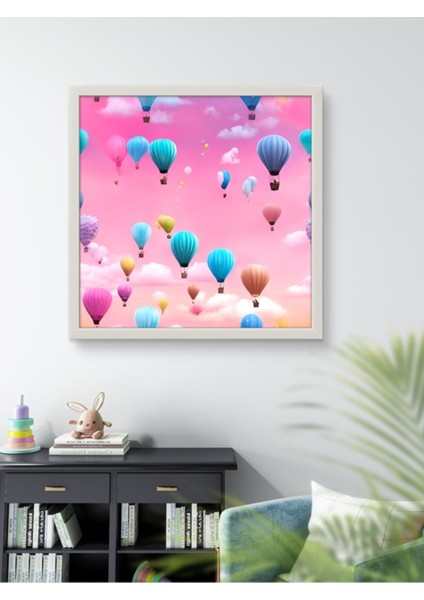 Uçan Balonlar Tablo, Rengarenk LED Tablo – 60X60 cm | Sıva Üstü Montajlı, Tak-Çalıştır Sistem modelleri