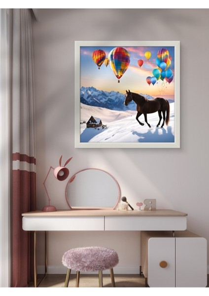 At ve Balonalar, Renkli LED Tablo – 60X60 cm | Sıva Üstü Montajlı, Tak-Çalıştır Sistem-Yapay Zeka fiyatları