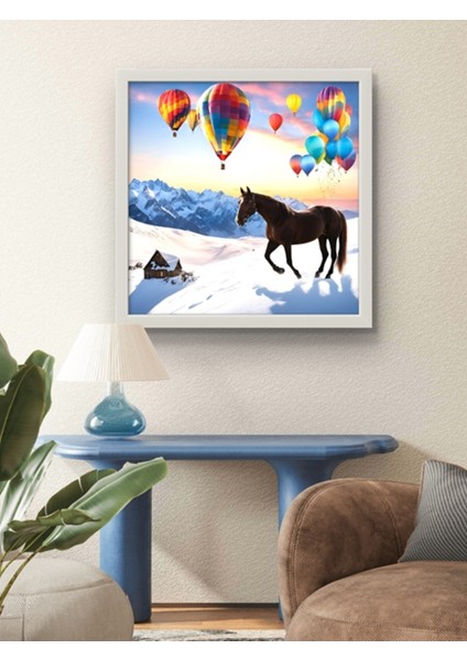 At ve Balonalar, Renkli LED Tablo – 60X60 cm | Sıva Üstü Montajlı, Tak-Çalıştır Sistem-Yapay Zeka fırsatları