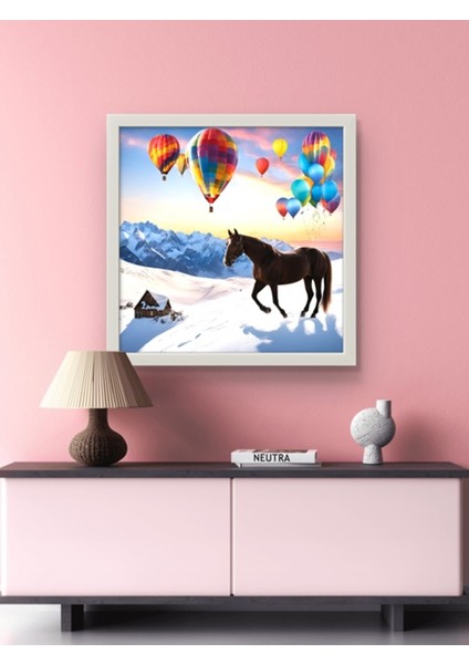 At ve Balonalar, Renkli LED Tablo – 60X60 cm | Sıva Üstü Montajlı, Tak-Çalıştır Sistem-Yapay Zeka indirimleri