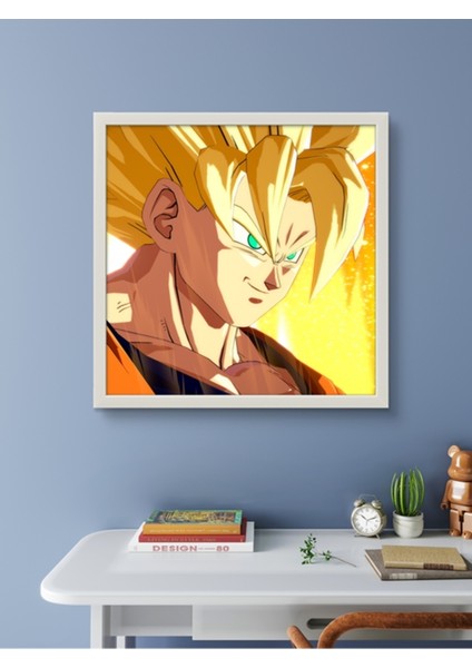 Dragon Ball Z LED Tablo – 60X60 cm | Sıva Üstü Montajlı, Tak-Çalıştır Sistem, Arapuar Anahtarlı