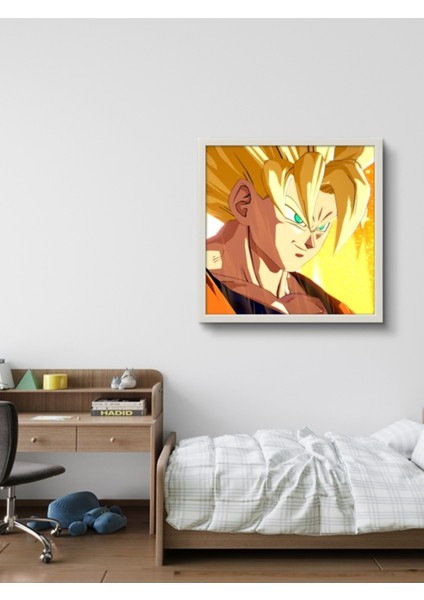 Dragon Ball Z LED Tablo – 60X60 cm | Sıva Üstü Montajlı, Tak-Çalıştır Sistem, Arapuar Anahtarlı