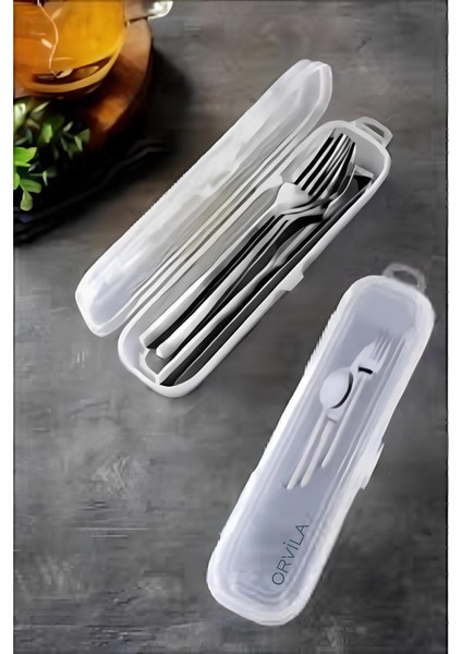 6 Adet Şeffaf Saklama Kutusu, Kaşık Çatal Bıçak, Makyaj ve Kalemlik Seti, Turuncu fiyatları