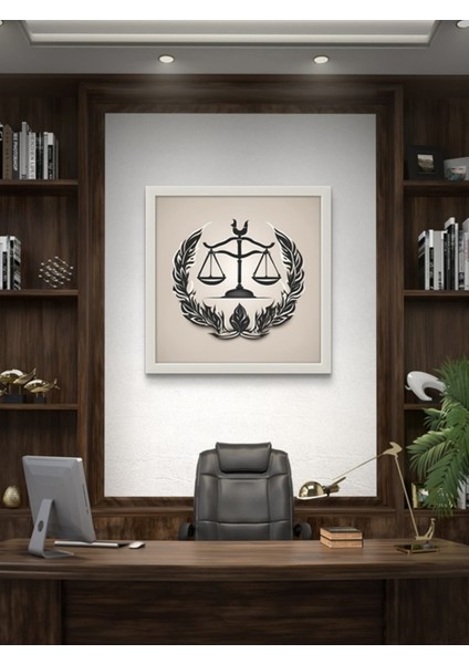 Avukat Ofis LED Tablo - Adaled Terazisi– 60X60 cm | Sıva Üstü Montajlı, Tak-Çalıştır Sistem