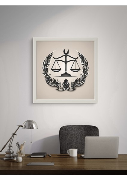 Avukat Ofis LED Tablo - Adaled Terazisi– 60X60 cm | Sıva Üstü Montajlı, Tak-Çalıştır Sistem