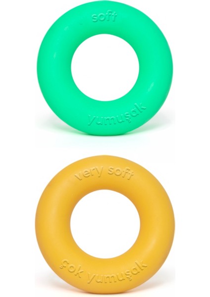 2 Sertlikte Silikon El Bilek Parmak Güçlendirme, Ameliyat Sonrasi El Stres Egzersiz Topu 2’li Halka