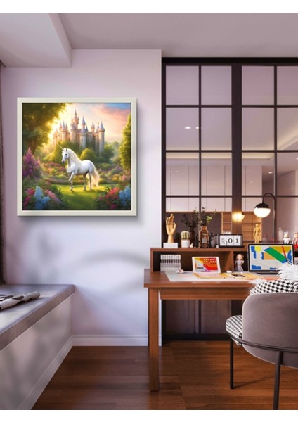 Şatodaki At LED Tablo – 60X60 cm | Sıva Üstü Montajlı, Tak-Çalıştır Sistem, Arapuarlı fiyatları