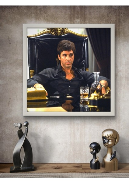 Tony Montana LED Tablo – 60X60 cm | Sıva Üstü Montajlı, Tak-Çalıştır Sistem