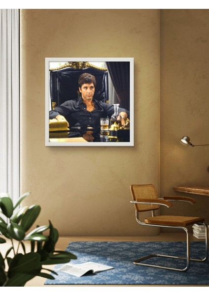 Tony Montana LED Tablo – 60X60 cm | Sıva Üstü Montajlı, Tak-Çalıştır Sistem
