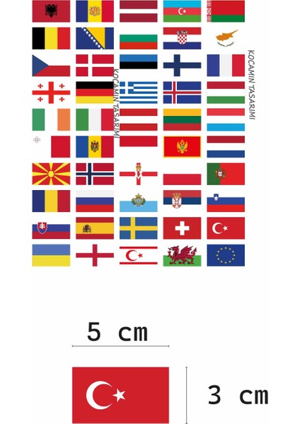 Avrupa Ülkeleri Bayrak Sticker Seti 50 Adet 5x3 cm Araç Laptop Valiz Kask Defter Kaliteli Etiket fırsatları