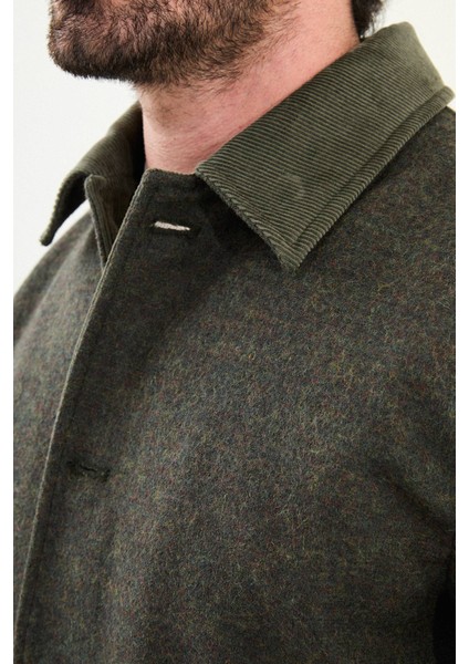 Kırçıllı Slim Fit Kadife Yaka Torba Cepli Erkek Trenchcoat fiyatları