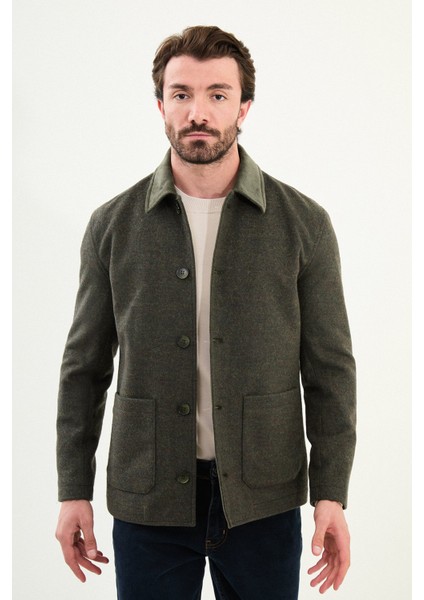 Kırçıllı Slim Fit Kadife Yaka Torba Cepli Erkek Trenchcoat fırsatları