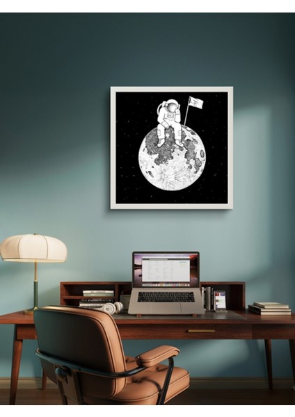 Astronot Moon LED Tablo – 60X60 cm | Sıva Üstü Montajlı, Tak-Çalıştır Sistem, Arapuar Anahtarlı fırsatları
