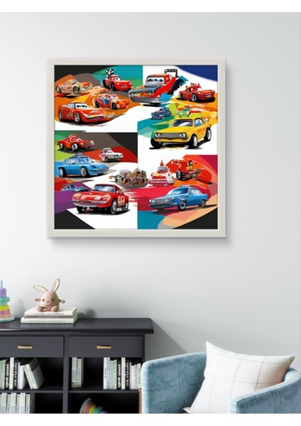 Çılgın Arabalar Serisi LED Tablo – 60X60 cm | Sıva Üstü Montajlı, Tak-Çalıştır Sistem fiyatları