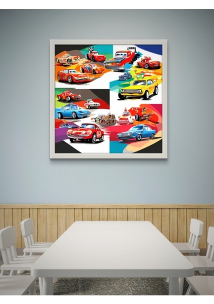 Çılgın Arabalar Serisi LED Tablo – 60X60 cm | Sıva Üstü Montajlı, Tak-Çalıştır Sistem modelleri