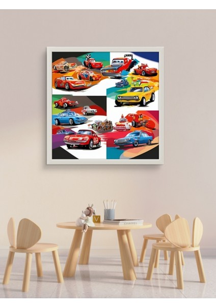 Çılgın Arabalar Serisi LED Tablo – 60X60 cm | Sıva Üstü Montajlı, Tak-Çalıştır Sistem indirimleri