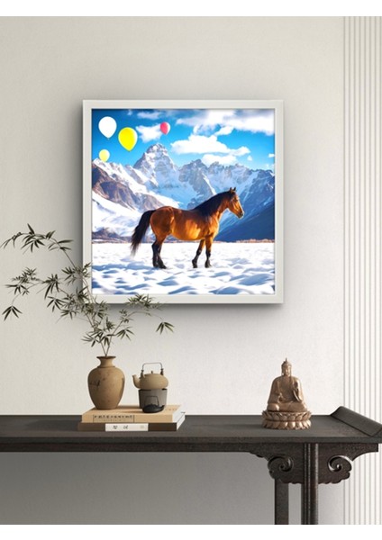 Doğadaki Atlar ve Balonlar LED Tablo – 60X60 cm | Sıva Üstü Montajlı, Tak-Çalıştır Sistem,yapay Zeka fiyatları