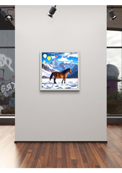 Doğadaki Atlar ve Balonlar LED Tablo – 60X60 cm | Sıva Üstü Montajlı, Tak-Çalıştır Sistem,yapay Zeka fırsatları