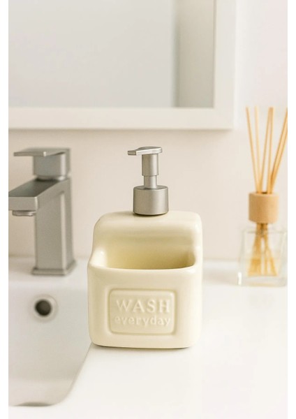 Şık ve Pratik Seramik Süngerlikli Sıvı Sabunluk/deterjanlık, 500 ml