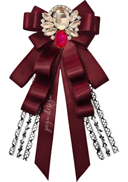 Shine Seri Bordo Kurdele Broş,okul Iş , Gömlek Ceket Yaka Çiçek