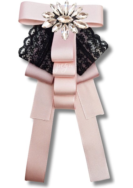 Shine Seri Pudra Ekru Grogren Kurdele Taşlı Yaka Çiçeği Broş Okul,iş,şal,gömlek