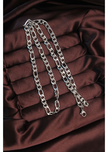 316L Çelik Gümüş Renk Çizgili Kuş Gözü Zincir Kolye - TJ-ERK1374 fiyatları