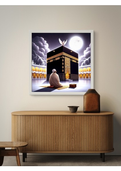 Kâbe-I Şerif, Kâbe-I Muazzama LED Tablo – 60X60 cm | Sıva Üstü Montajlı, Tak-Çalıştır Sistem,