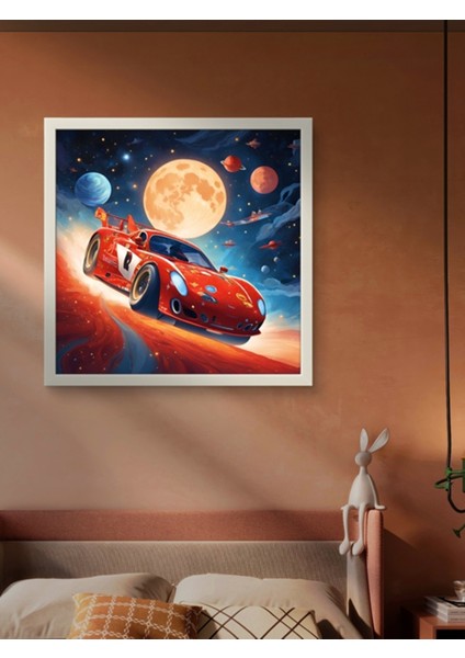 Kırmızı Şimşek Araba LED Tablo – 60X60 cm | Sıva Üstü Montajlı, Tak-Çalıştır Sistem, Arapuarlı