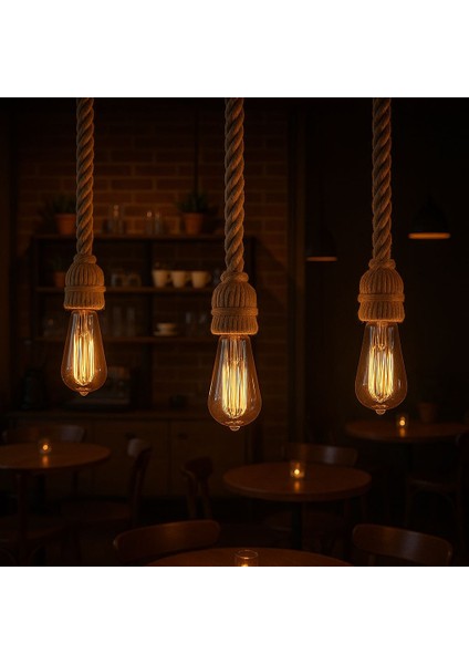 Halat Sarkıt Avize – El Örgüsü Jüt Halatlı, Sıcak Işıklı Dekoratif Aydınlatma” fiyatları