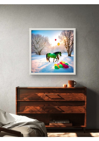 Doğadaki Atlar Serisi LED Tablo – 60X60 cm | Sıva Üstü Montajlı, Tak-Çalıştır Sistem fırsatları