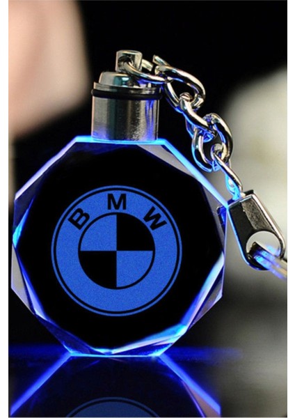 BMW Şeffaf Cam Logolu Mavi LED Işıklı 2D Tasarım Anahtarlık – Araç İçi ve Günlük Kullanım İçin Şık Aksesuar fırsatları